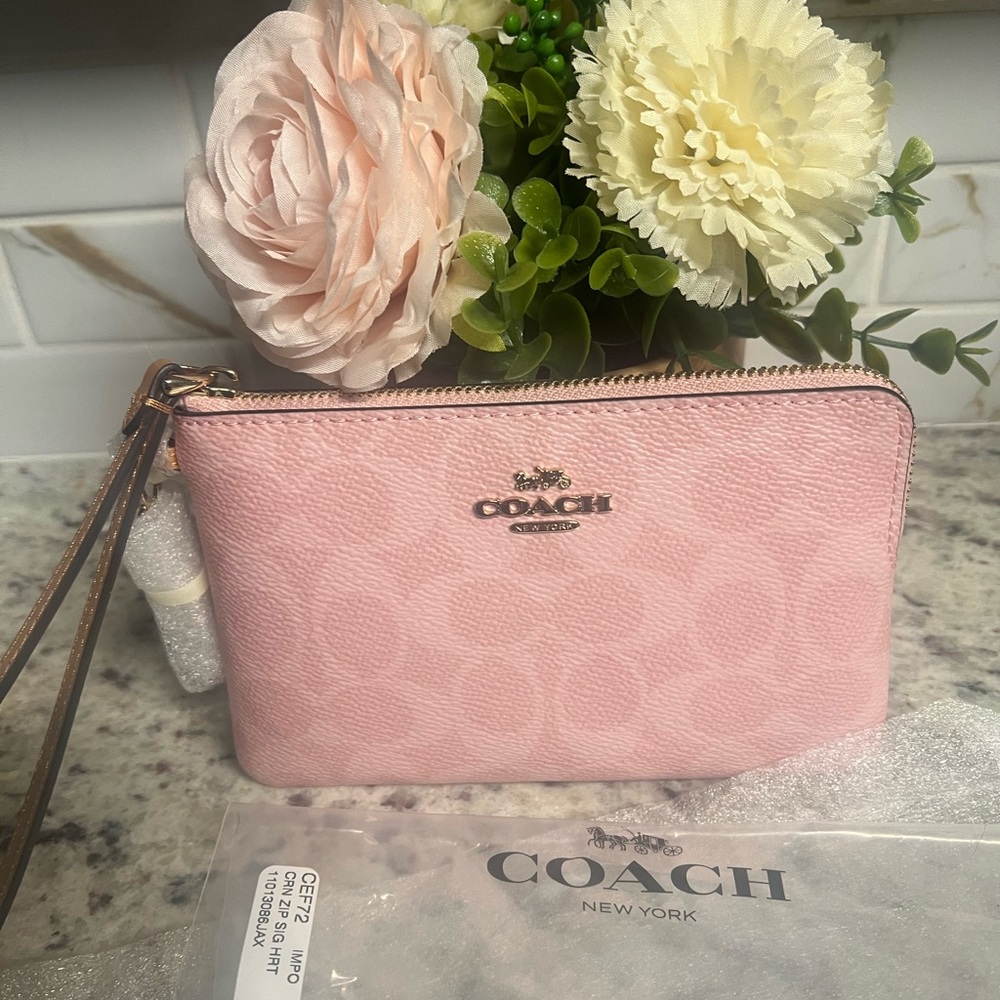 Coach Powder Pink Zip Wristlet